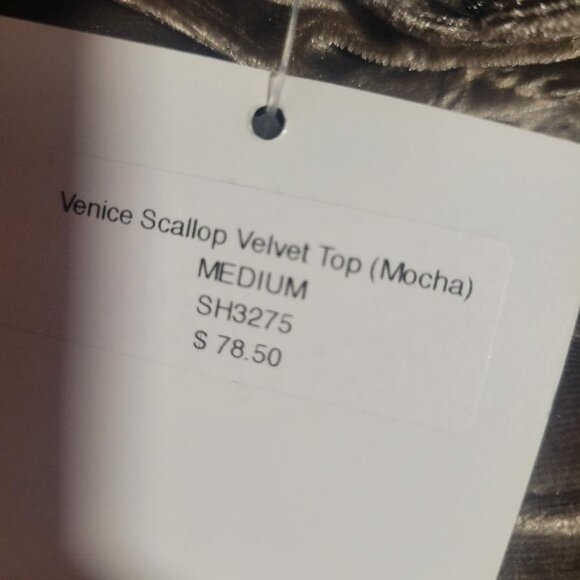 NWT THML Venice Scallop Velvet Mocha Top Sz Med MSRP $79 - Picture 8 of 9